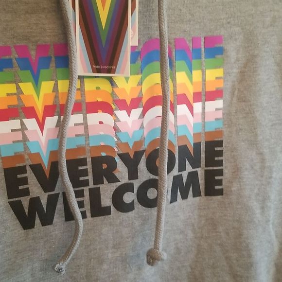 Take Pride Everyone Welcome Gray Rainbow Hoodie New with Tags Unisex Sz. SMALL - Picture 10 of 10